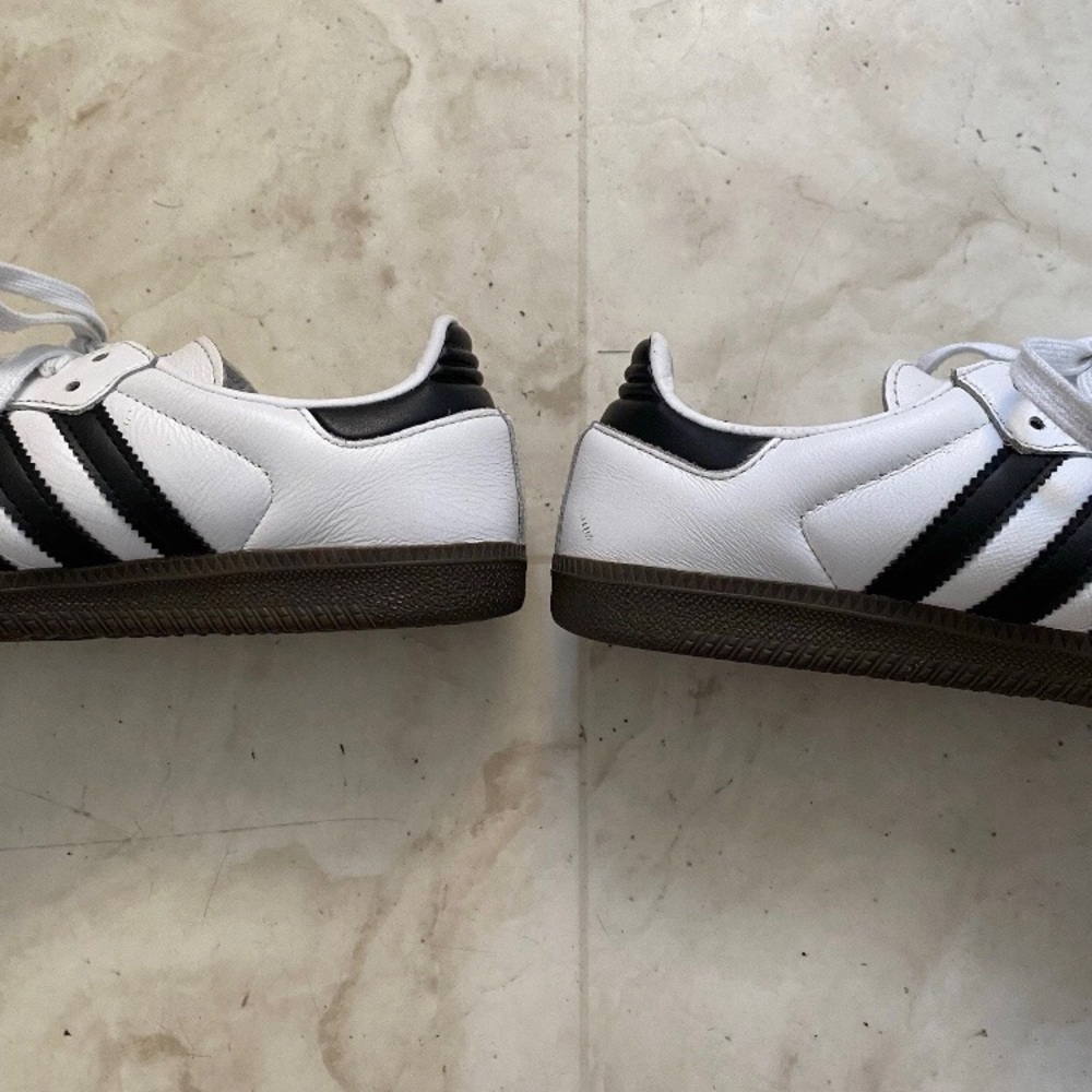 $100 Adidas Samba OG Black White Leather Grey Suede Sneakers Size 6.5 - Picture 7 of 13